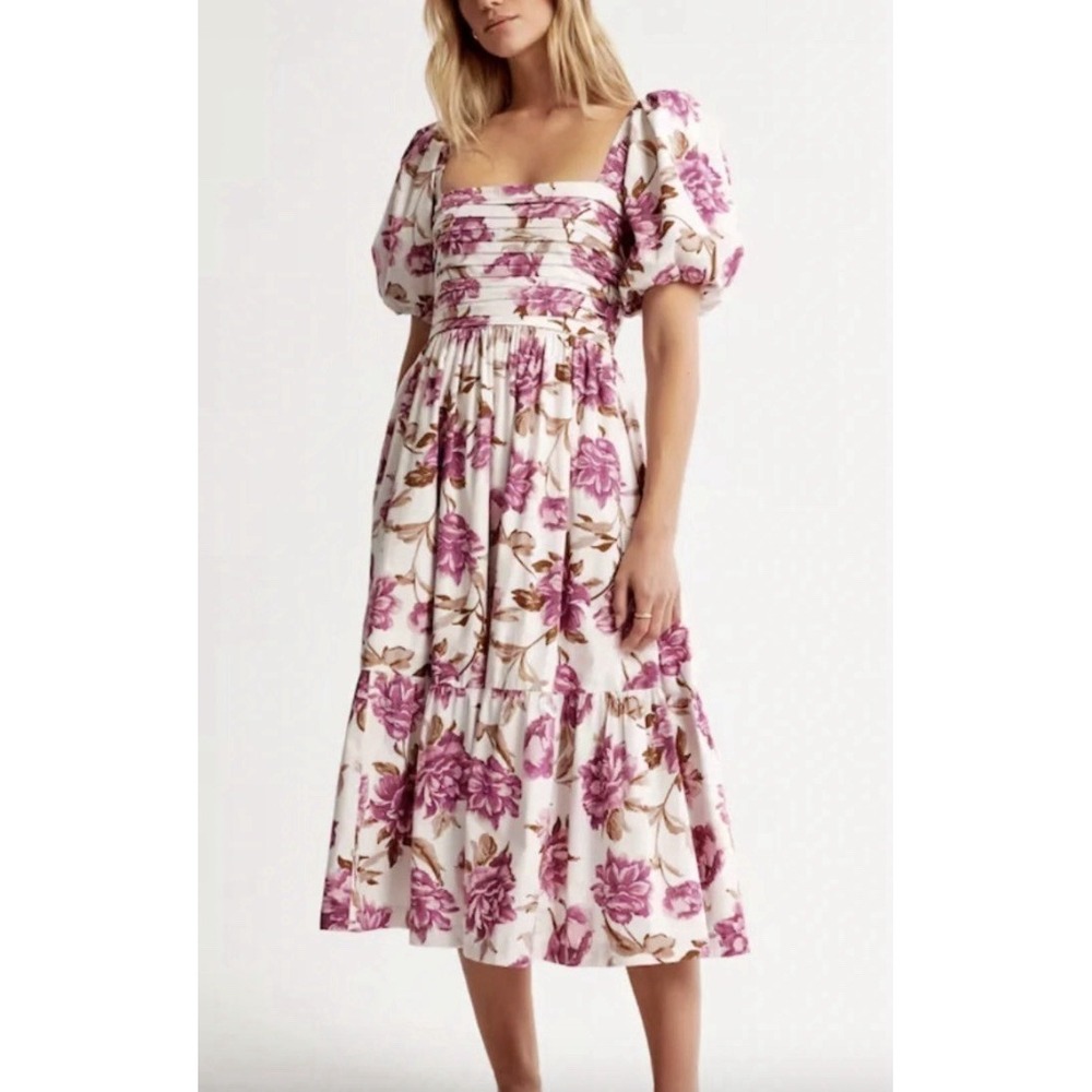 Abercrombie Emerson Purple Floral Dress S Romantic Puff Sleeve Babydoll Garden